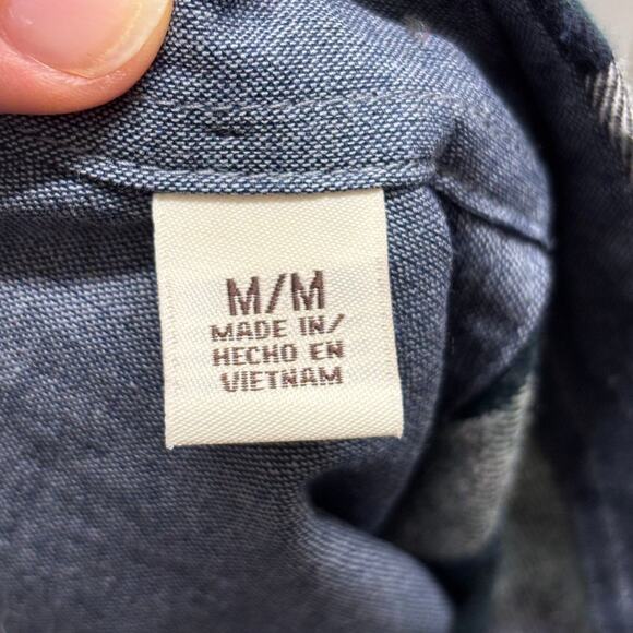 Weatherproof Men's Size Medium Green Plaid Flannel Long Sleeve Button Down Shirt - Picture 5 of 6